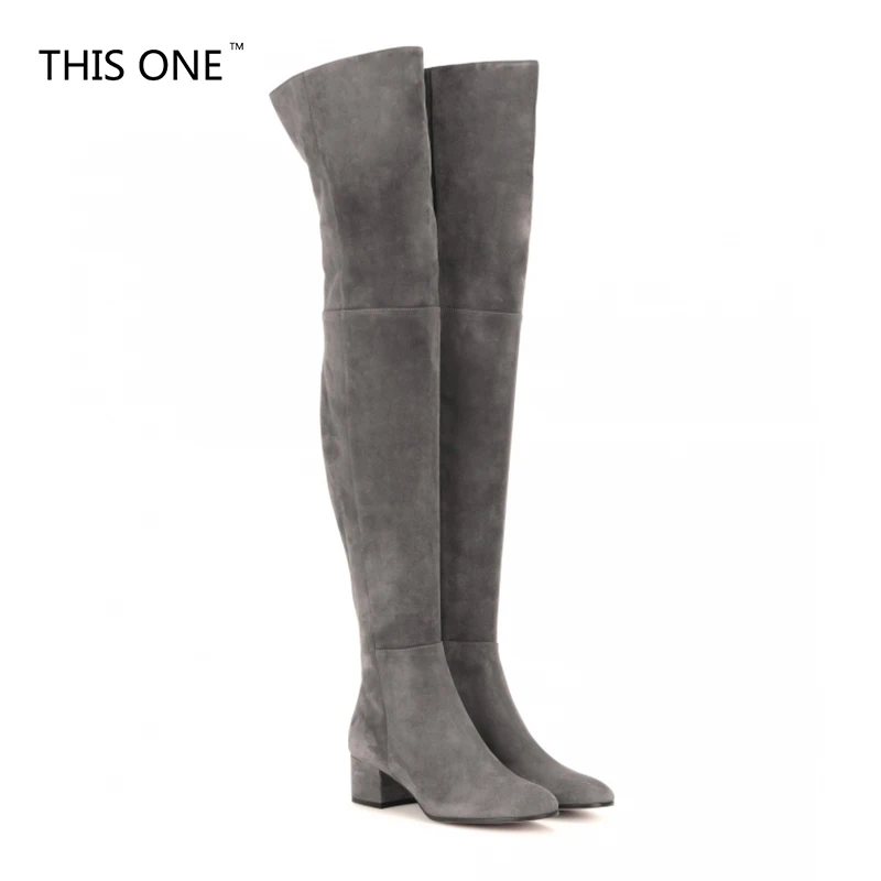 

THISONE New Arrive Superstar Over Knee Boots Women Fashion Winter Boots Woman Shoes Autumn Zip Thick Heel Thigh High Boot Female