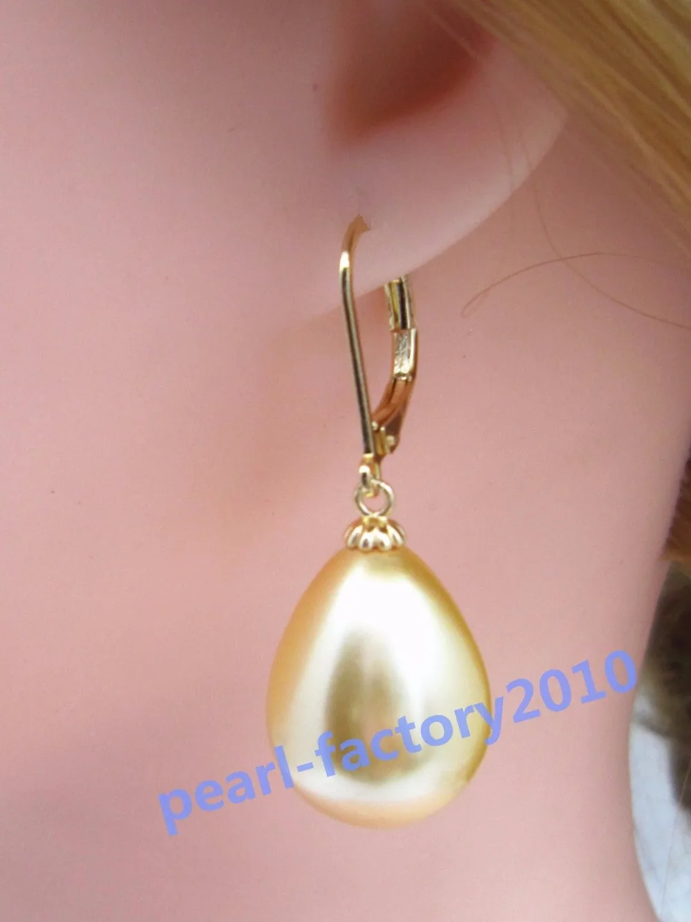 

Free Shipping >>>> new 12-16MM AAA PERFECT golden shell pearl earrings 14K GOLD