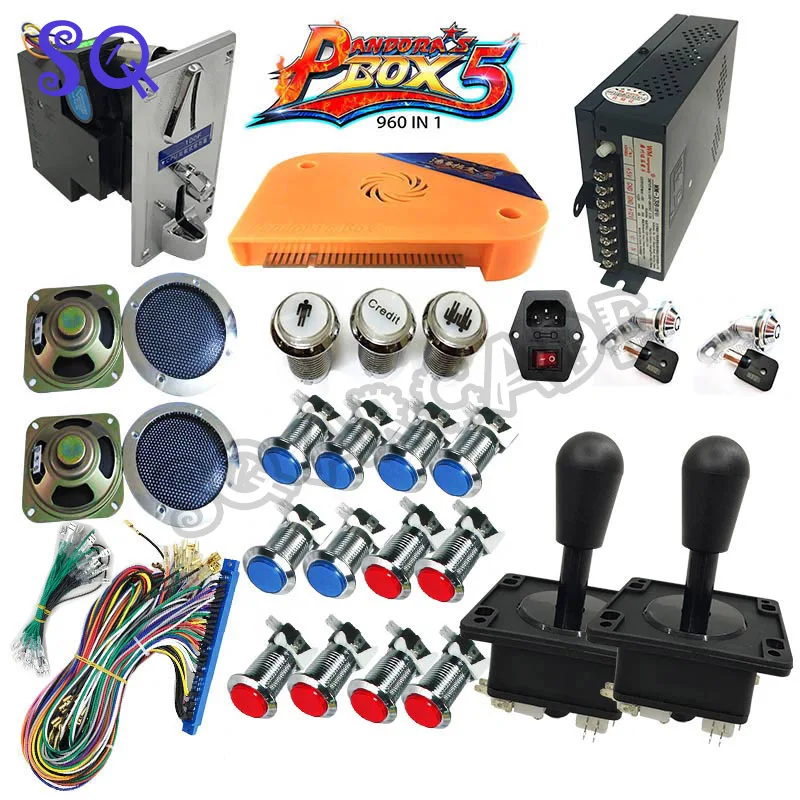 960 in 1 Pandora Box 5 Plus DIY Arcade Bundles Kits Parts With american Joystick happ push button coin selector lock IEC socket
