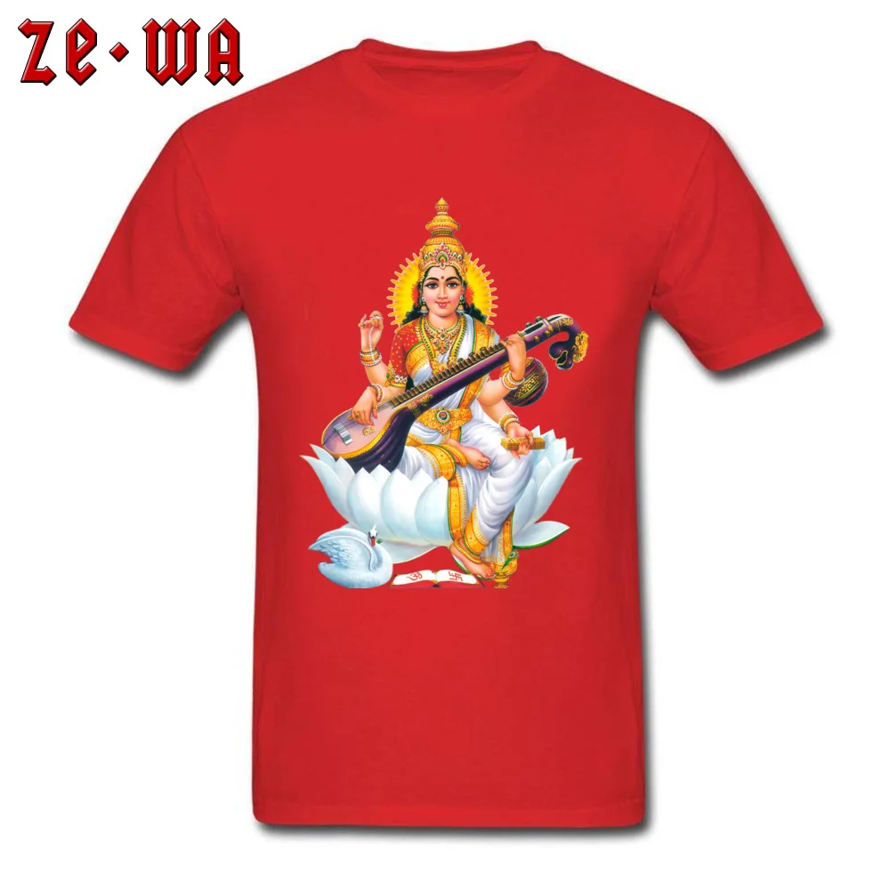 Custom shiva ganesha saraswati201897Y O Neck Tshirts Summer Autumn Tees Short Sleeve for Men Cute Pure Cotton Printing T Shirts shiva ganesha saraswati201897Y red