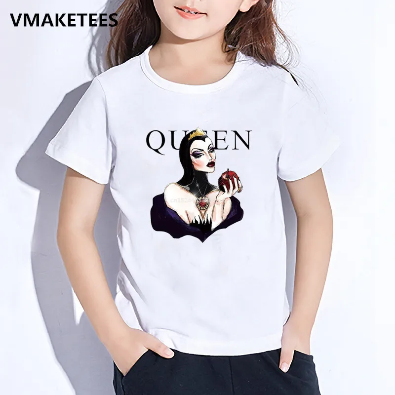 Модная футболка для девочек с принтом героев мультфильма «Фокус», «Королева злодей» Детская забавная одежда на Хэллоуин Детские летние футболки для малышей HKP5302 - Цвет: HKP5302C