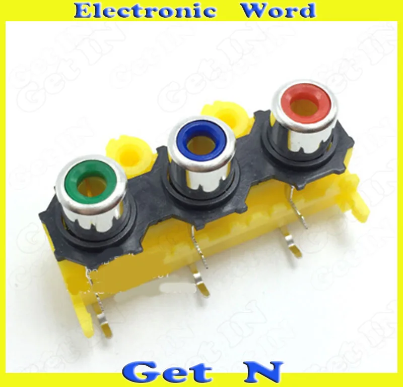 

10pcs Lotus Audio Video Socket Jacks Adapters 3x Holes AV/RCA Female Connectors Blue Red Green with Screw