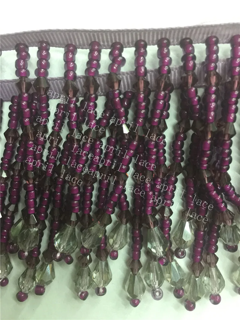 Best yy102 # 10yards bag grape purplish red color 5 cm width ribbon fringe tassel for bridal gown wedding dress decoration