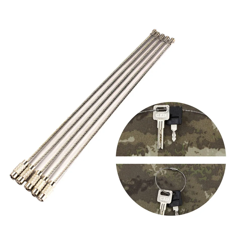 5PCS Stainless Steel Wire Key chains Strong Cable Key Ring Outdoor EDC