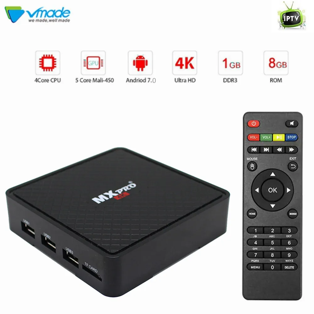 

Vmade Smart TV Box Android 7.0 1GB 8GB Allwinner H3 Quad Core HD 4K WIFI Google Media Player Box Support IPTV Netflix Youtube
