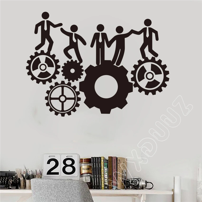 Teamwork Gear Vinyl Work Office Interior Removable Wall Sticker Removable Wall Sticker