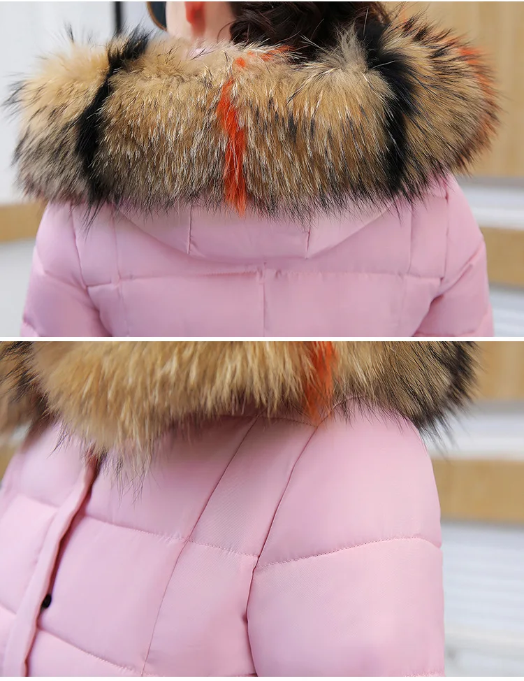 Женское пальто парка новая пуховая Парка женская тонкая хлопковая стеганая куртка пальто утолщенный большой размер меховой воротник 6873