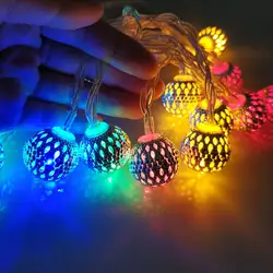 10led 20 led марокканский шар светильник AA батарея/питание от USB для гирлянды Сказочный светильник для рождественской кухни