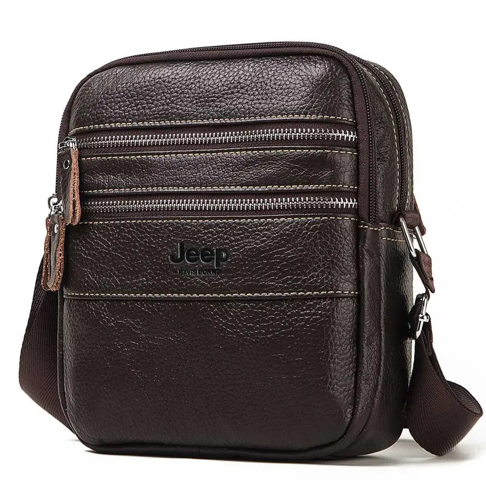 Известный бренд, натуральная кожа, мужская сумка через плечо, сумка через плечо, модная нагрудная сумка для мужчин, дорожная сумка для Ipad - Цвет: MH569-Coffee