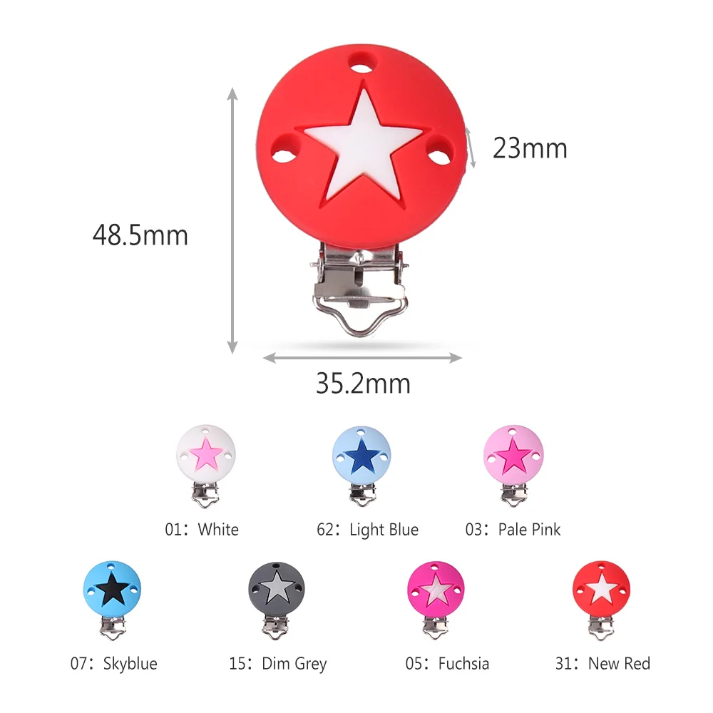 TYRY.HU 10pc Pacifier Chain Clip Round Star Crown Heart Food Grade Silicone Clip Baby Teething DIY Pacifier Chain Tool Accessori