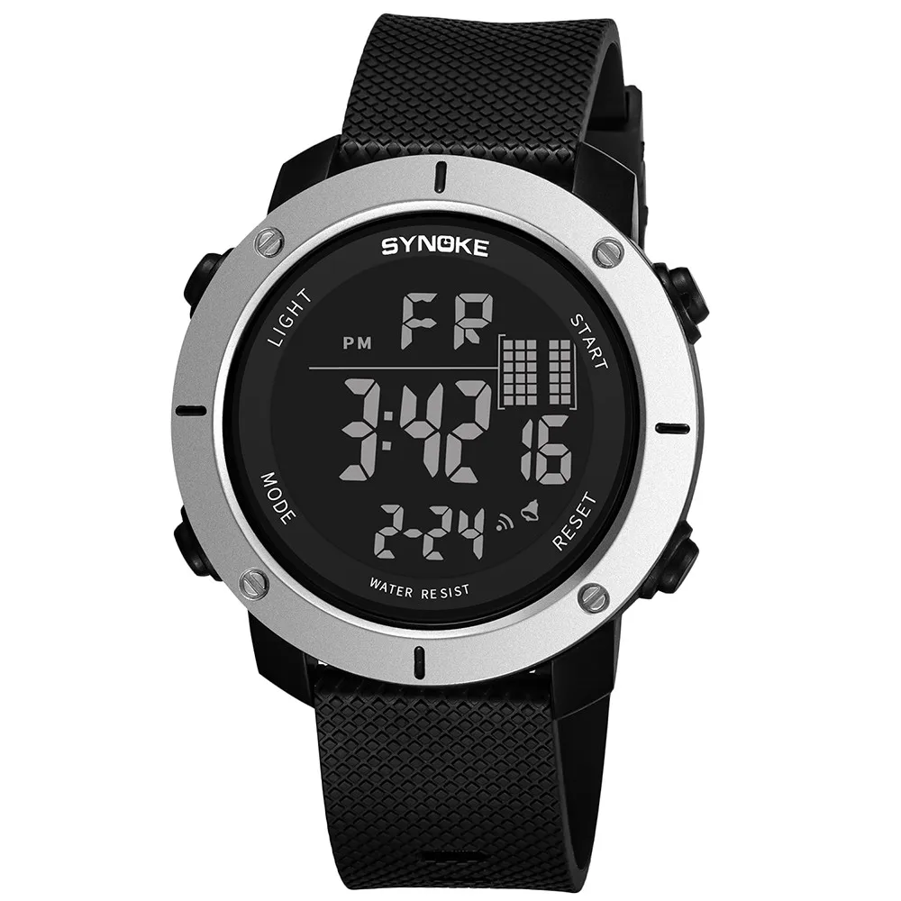 SYNOKE мужские спортивные часы Reloj Цифровой Hombre светодиодный наручные часы мужские часы Relogio Masculino Montre Homme военные электронные* A - Цвет: silver