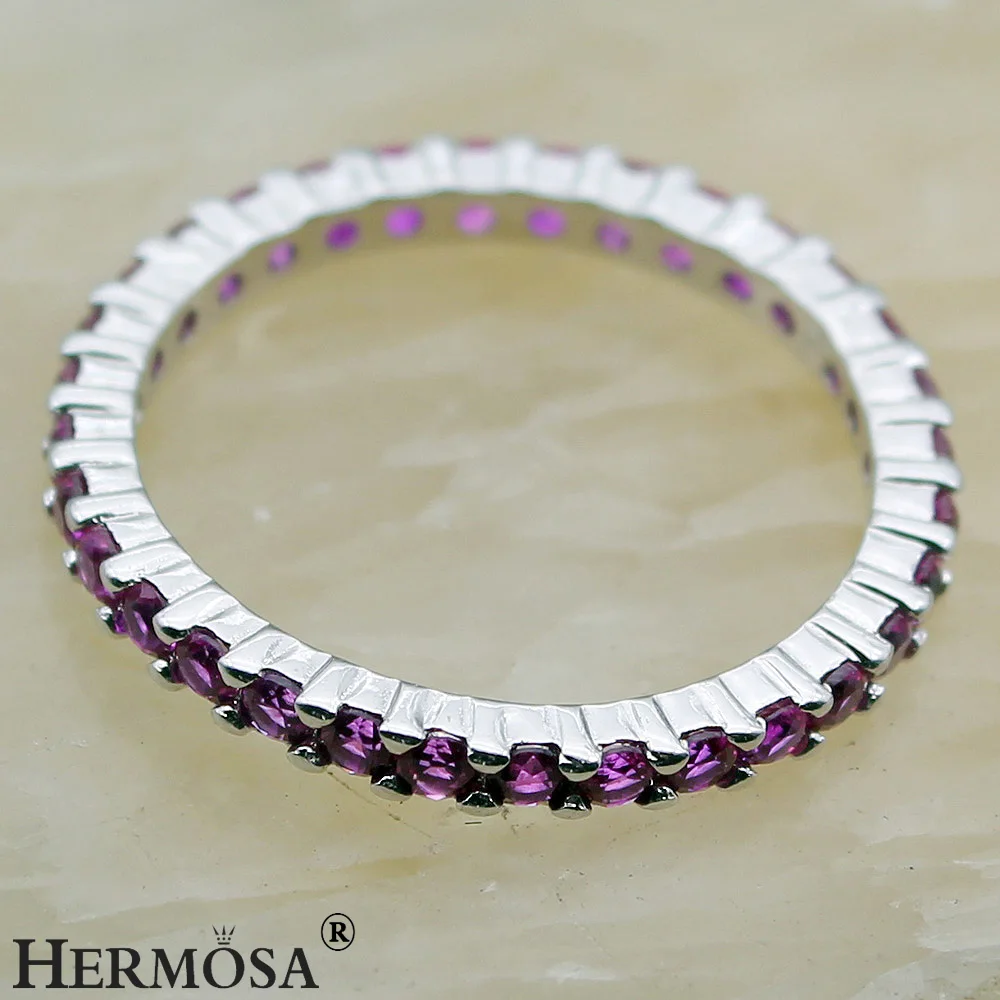 Hermosa большая акция круглые розовые турмалиновые вечерние кольца для женщин Hermosa блестящие кольца из стерлингового серебра 925 пробы Ювелирное кольцо Размер 8