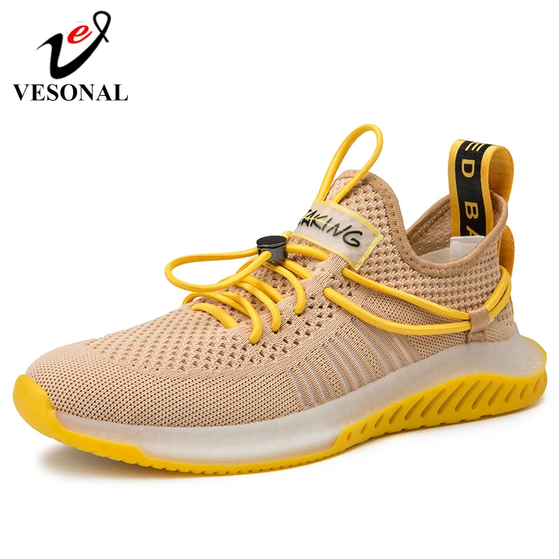 

VESONAL Brand New Summer Men Sneakers Casual Shoes Fashion Breathable Flyknit Running Shoes Adult Footwear Quality Rubber Sole