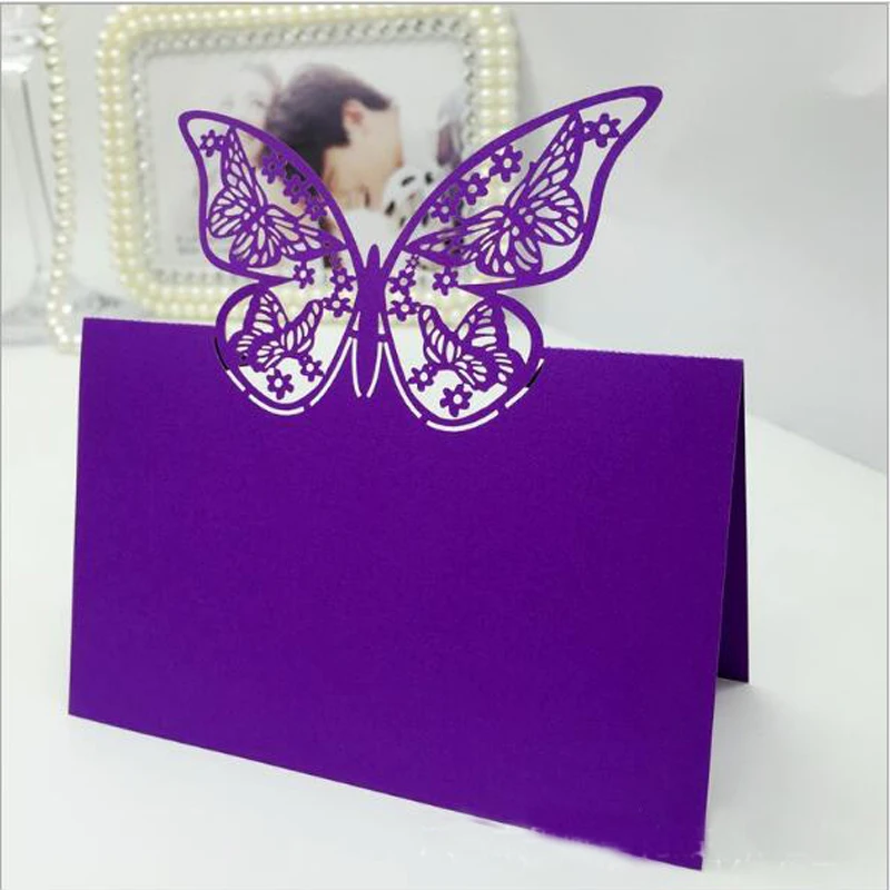 10 Colors 50pcs Butterfly Laser Cut Table Name Place Cards Favor Table Name Message Setting Card Wedding Birthday Party Supplies (5)