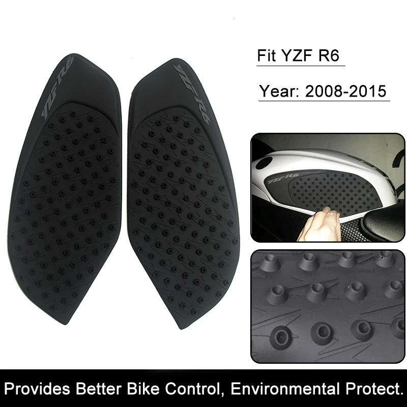 For Yamaha R6 2008 2009 2010 2011 2012 2013 2014 2015 Motorcycle Anti slip Tank Pad 3M Side Gas Knee Grip Traction Pads Protector Sticker (2)