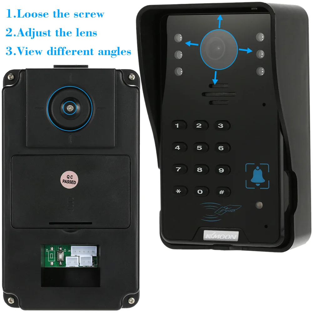 Discount KKmoon 7" Color Screen Video Intercom Video Door Phone Waterproof Visible Home Door Intercom With 1000TVL Camera Night Vision 8