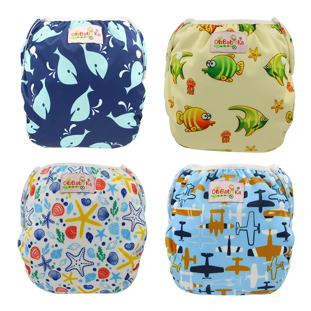 

Ohbabyka Baby Swim Diaper Uicorn Flamingo Print Waterproof Cloth Diapers Cover 2019 High Quality Reusable Washable Baby Nappies