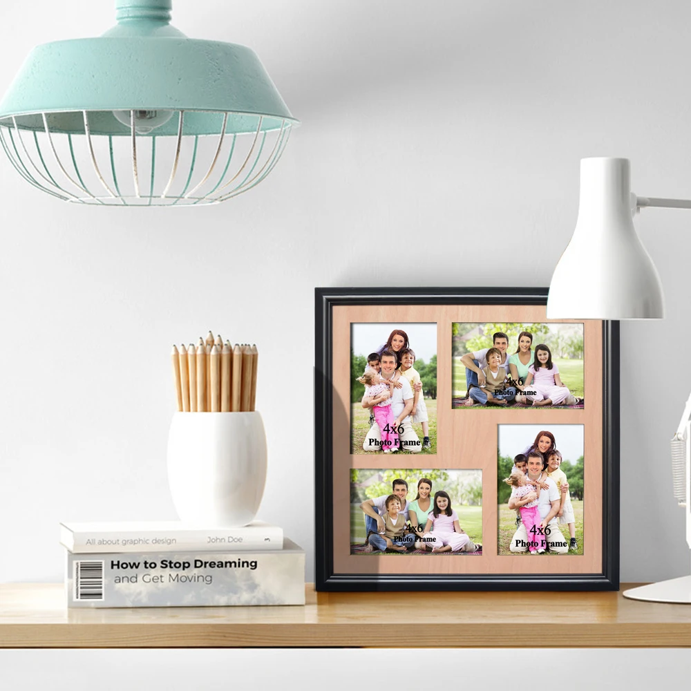 Gold 4 IN 1 Picture Photo Frames 10X15CM 4X6 Home Decor Industrial Frame Gift