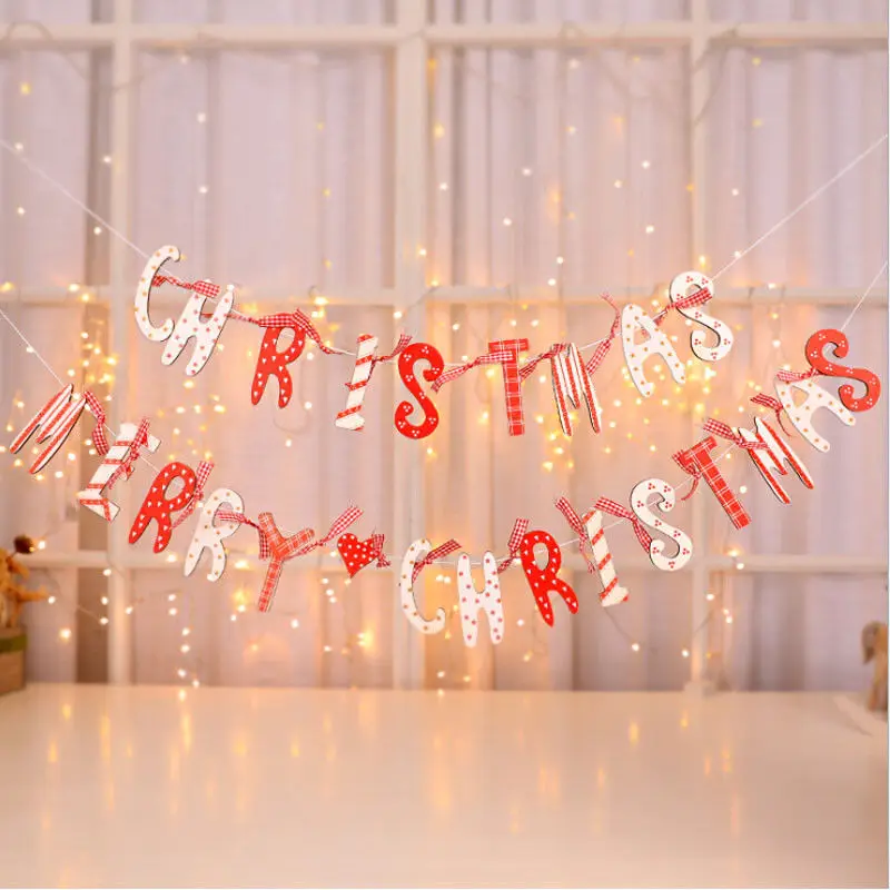 Merry Christmas Bunting Garland Banner Hanging Shop Decoration Flag