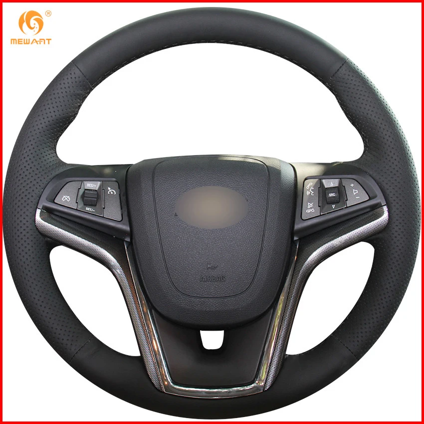 

MEWANT Black Genuine Leather Car Steering Wheel Cover for Chevrolet Malibu 2011-2014 Volt 2011-2015 Interior Accessories Parts