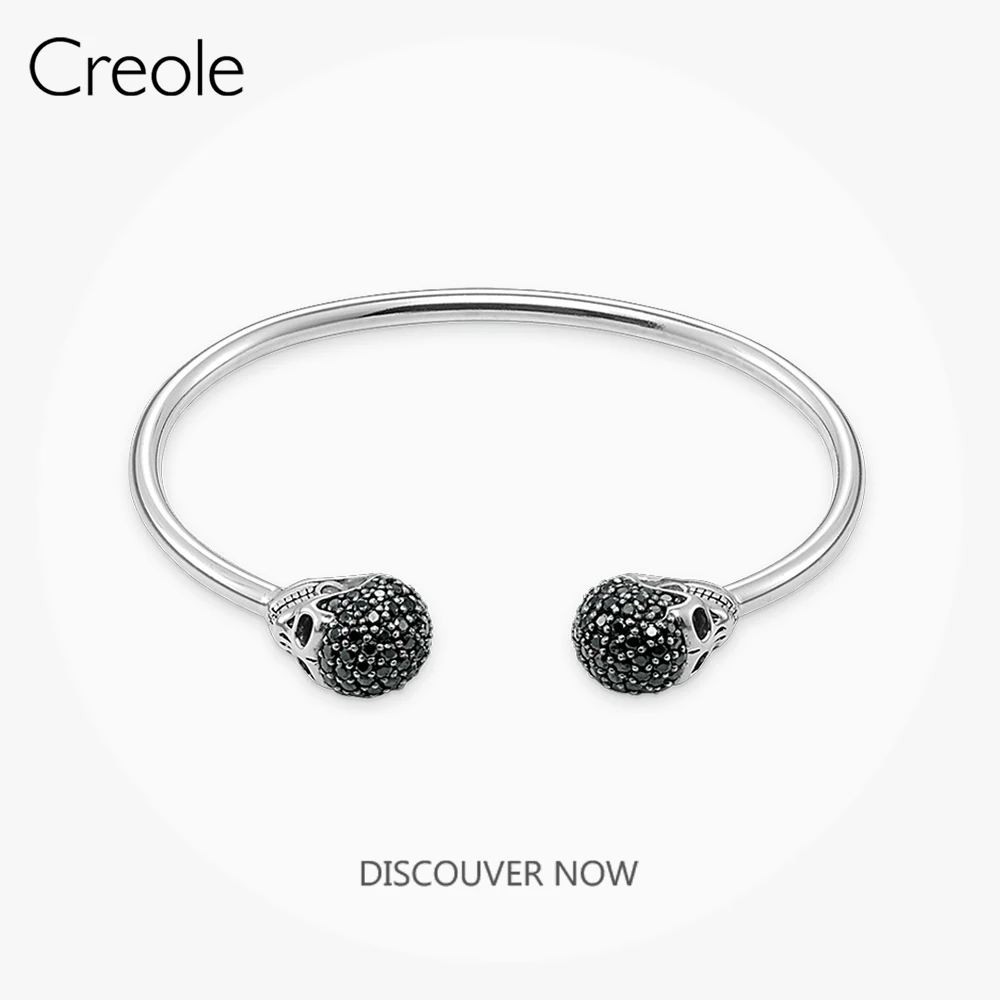 

The Rebel Bangle Bracelet Skull Pave,2019 Summer Brand New 925 Sterling Silver Punk Unisex Dazzling Terminals Gift For Women Men