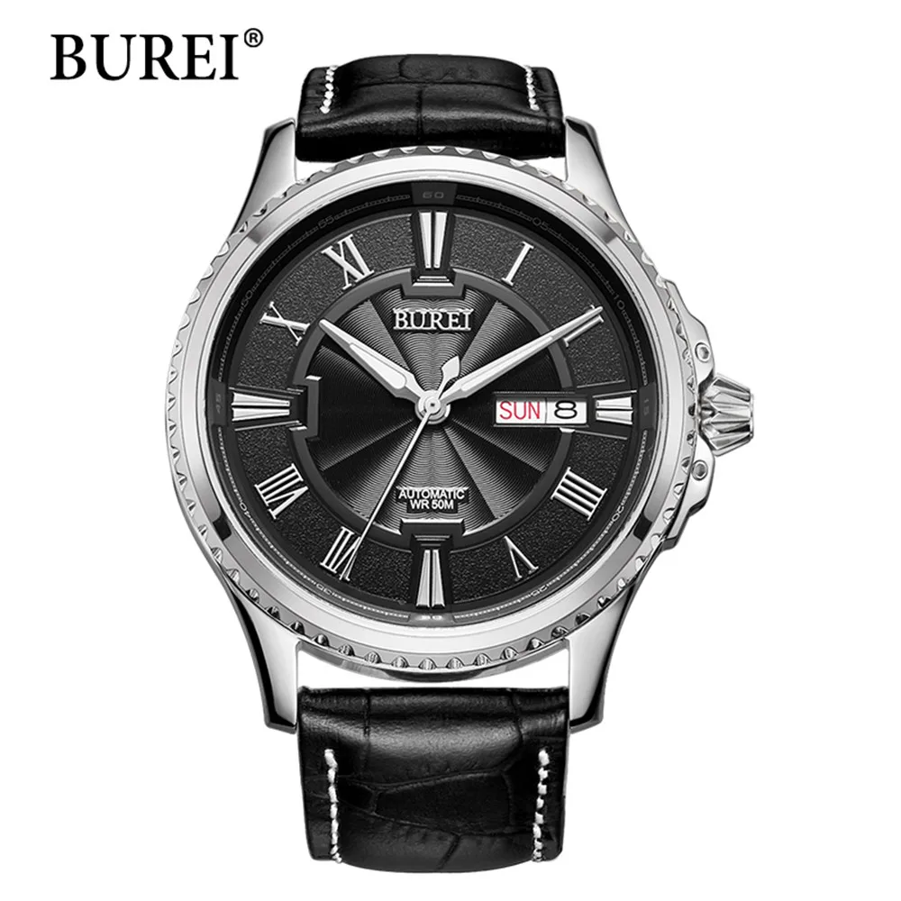 Hot Sale BUREI Mens Watches Top Brand Luxury Sapphire Glass 30M waterproof Automatic Mechanical Watch Men Fashion Sport Watch
