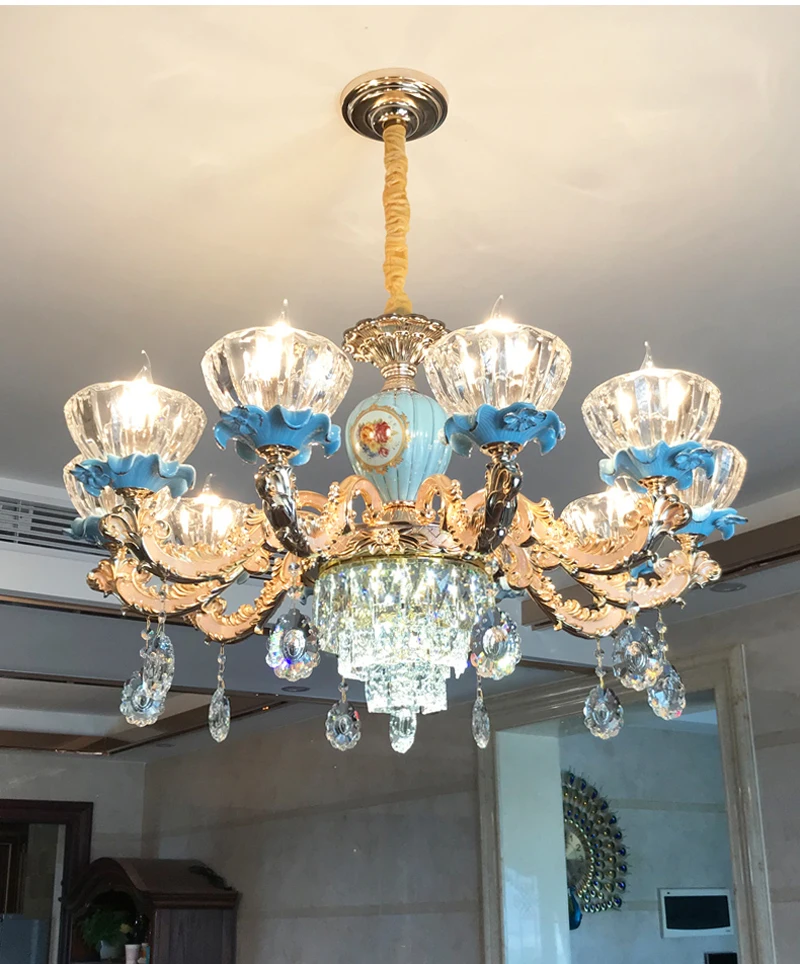 Lustre de Cristal para Sala Lustre de Cristal Conduziu a Lâmpada do Teto Luxo Estar Clássico Luminárias Quarto Lâmpada Ouro Cristal 12 clássico lustre de cristal luminárias quarto lâmpada