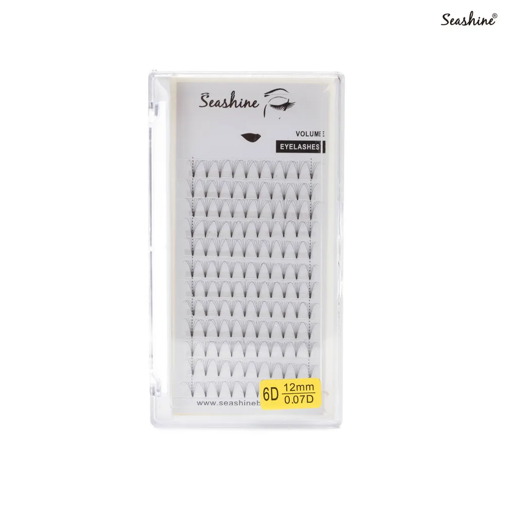 Seashine 3-6Bundles Short Stem Russian Volume Lash Extension Premade Fans 1 Tray Natural Soft Premade Eyelashes Extension       