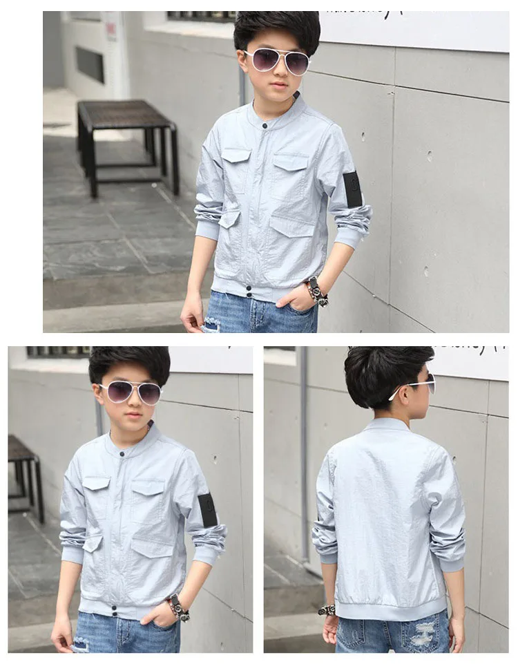 Teenage Boys Outerwear Coat Children's Wear New 2018 Spring and Summer Little Boys Fashion Solid Jackets For Kids Tops Clothing (13)