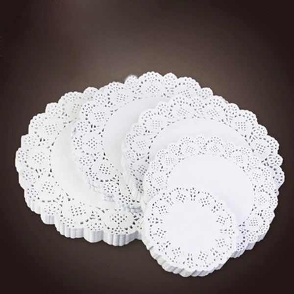 100 штук белые кружевные круглые подушечки для упаковки торта свадебные украшения посуды
