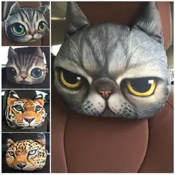 Автомобиль Стайлинг прекрасной 3D печатных Животные лицо подголовник автомобиля наволочка сиденья прикрывает шею Авто безопасности