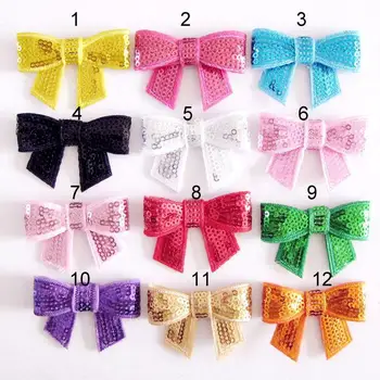 

50pcs mixed colors children's hair bows accessoriese headband pin glitter sequin embroidery accessories glitter sequin bow tie