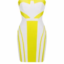 Новые поступления, летнее женское платье, белого и желтого цвета с цветными блоками без бретелек Бандажное платье для вечеринок, платье+ пиджак