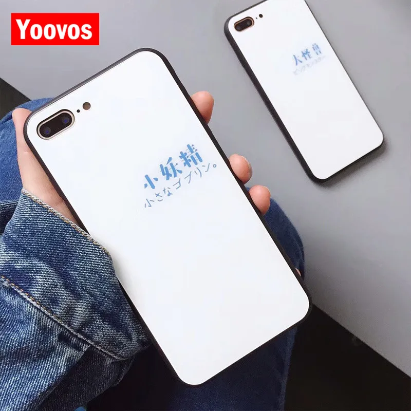 Yoovos любовника для Iphone 7 Чехол IPhone 6 S Plus 8 X Дело закаленное Стекло сзади и мягкой ТПУ