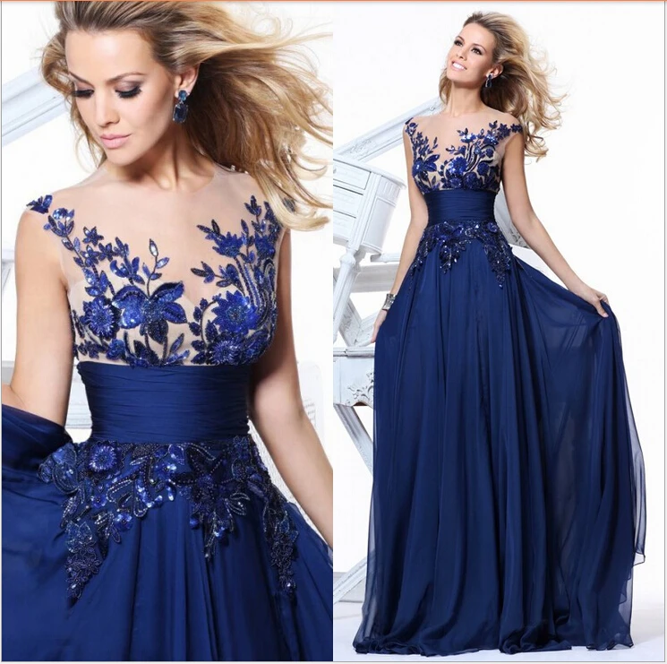 vestido rendado azul