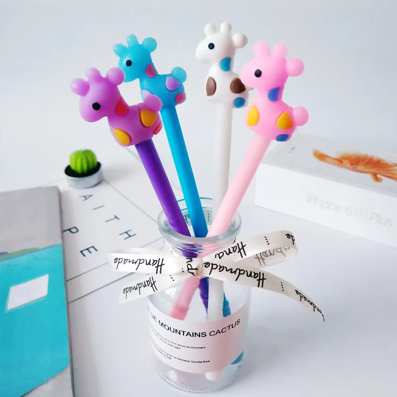 

1PC Creative cartoon flower deer gel pen black signature cute student carbon pen school office stationery