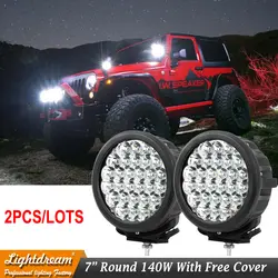 LightDream новый круглый Led off road огни 140 Вт IP67 7 inch привело внедорожный дальнего света для грузовиков пикап Wrangler Свет Работы x2pcs