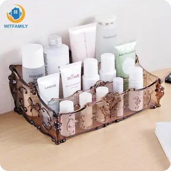 

3 Grids Cosmetic Organizer Sundry Storage Case Nordic European Style Makeup Storage Box Dressing Table Plastic Storage Box