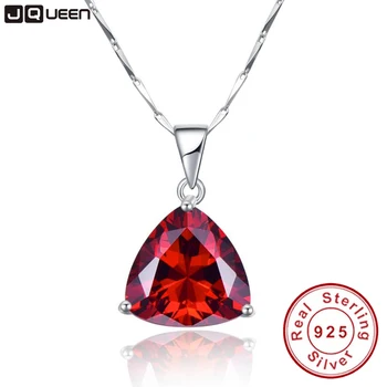 

AAA Quality Garnet Chain Necklaces 925 Sterling Silver Geometric Triangle Necklaces&Pendants Jewelry Collar Colar de Plata
