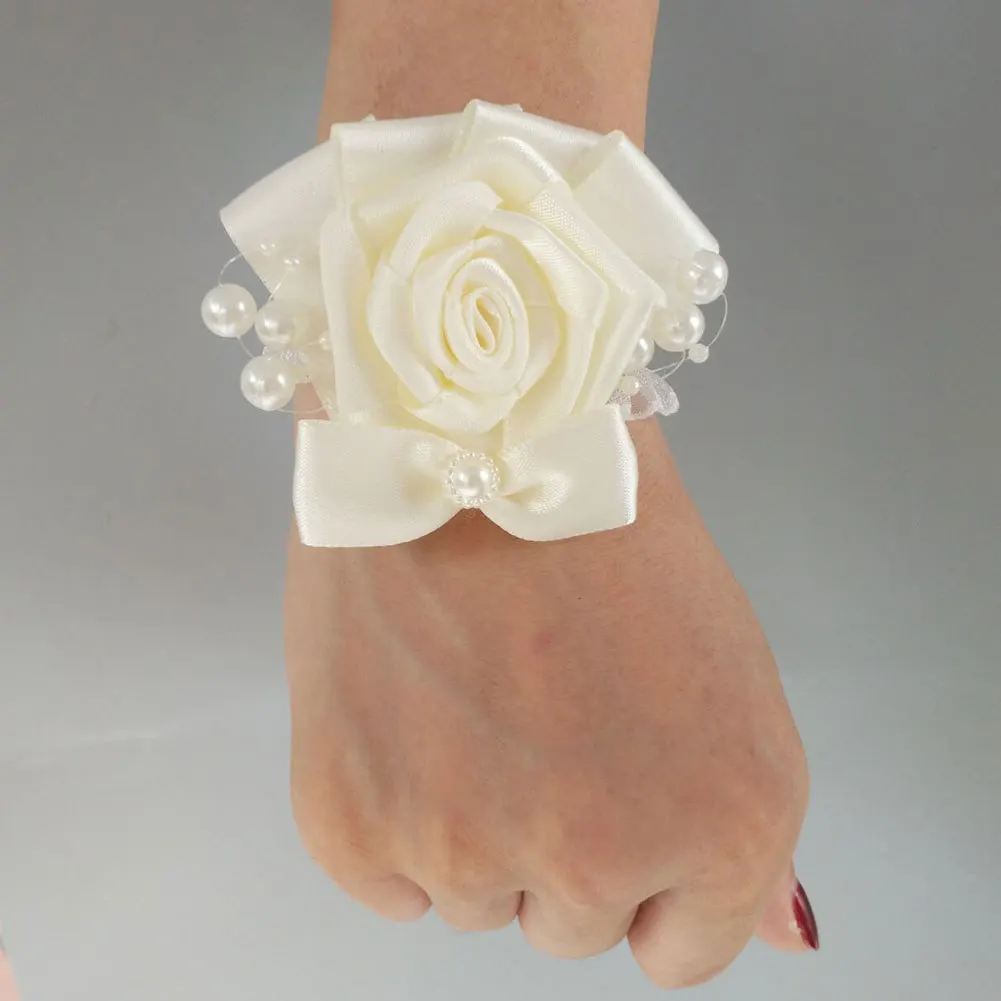 Bracelet Fleur Demoiselle D'honneur Corsage Wedding Wedding Flowers Bracellete Bridesmaid Bracelet Girls Pearls Corsages Prom