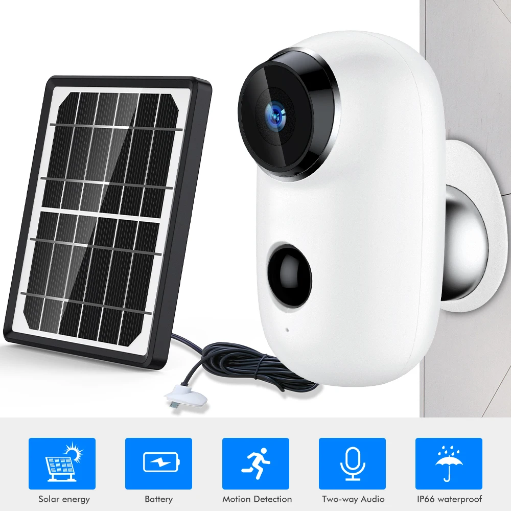 

SDETER Wire-Free Outdoor IP Camera wifi Rechargeable Battery With Solar Panel 720P Security CCTV Camera 2-way Audio P2P Remote