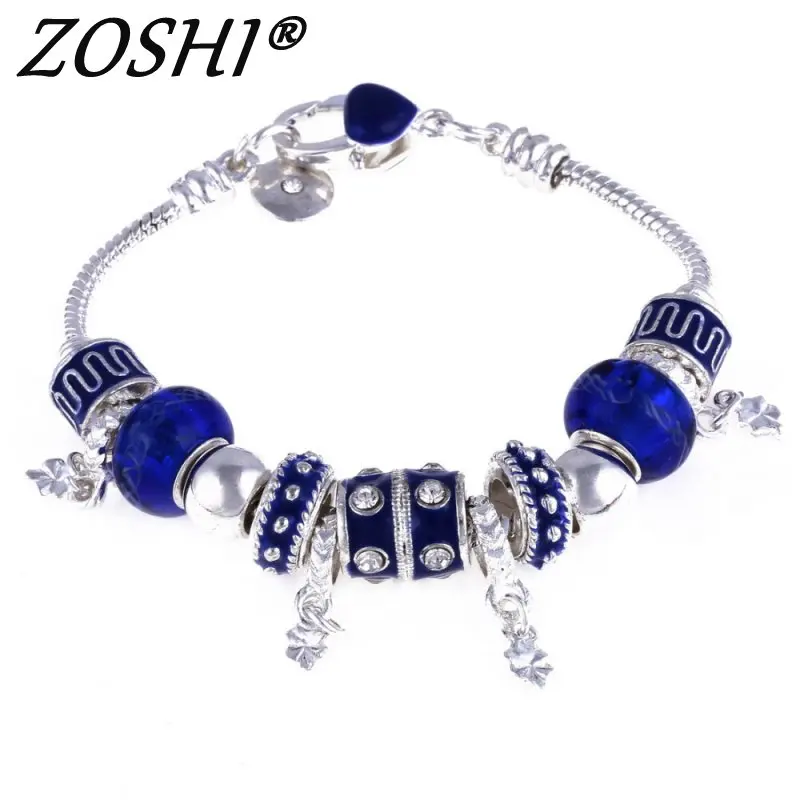 

2018 New Crystal Beads Bracelets Bangles Silver Plated Charm Bracelets For Women Friendship pulseras mujer Boho Jewelry