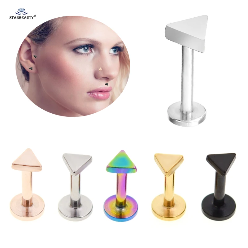 

2 pcs 16G 6/8mm Triangle Nose Ring Nose Piercing Tragus Piercing Helix Earrings Nostril Piercing Labret Lip Ring Pircing Jewelry