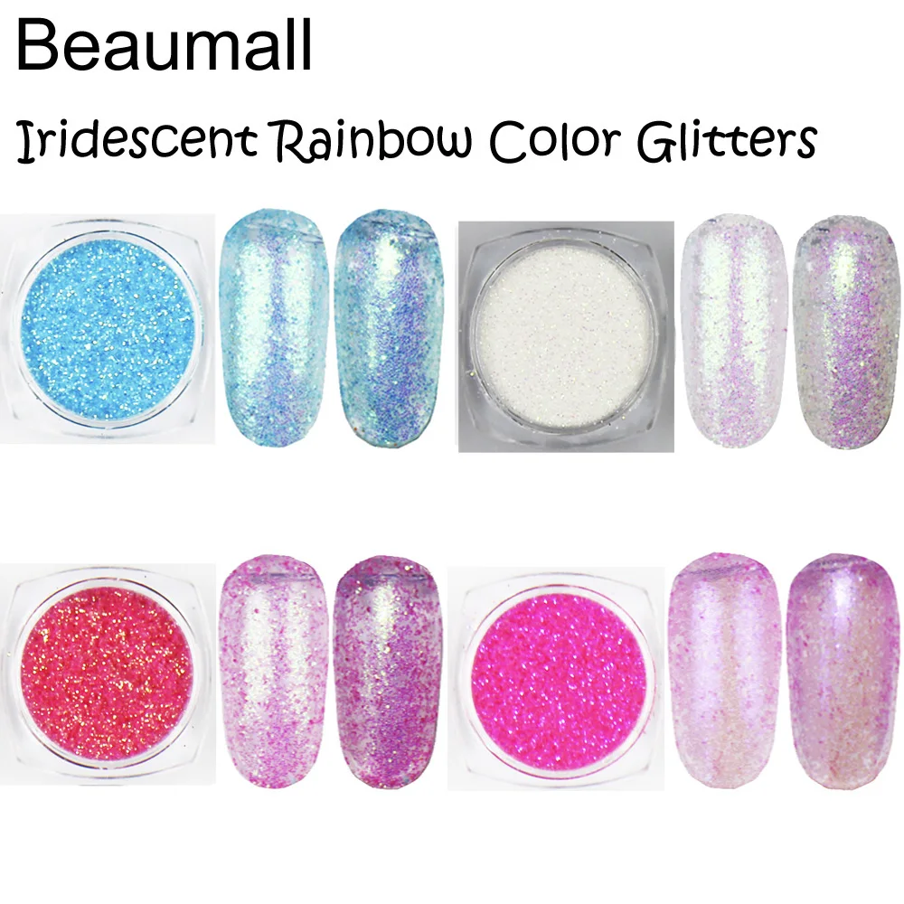 

2g/pot,0.2mm (1/128 008) Iridescent Pink With Rainbow Light Color Glitters Powders For Nail Art,Tatto Art Decorations DIY