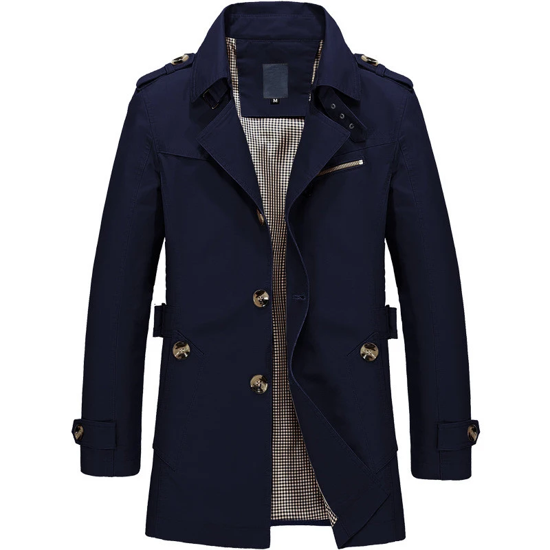 

Autumn Winter Men's Jackets Casual Trench Coats Male Business Windbreakers Fashion Slim Fit Overcoat Mens Brand Clothing DA026