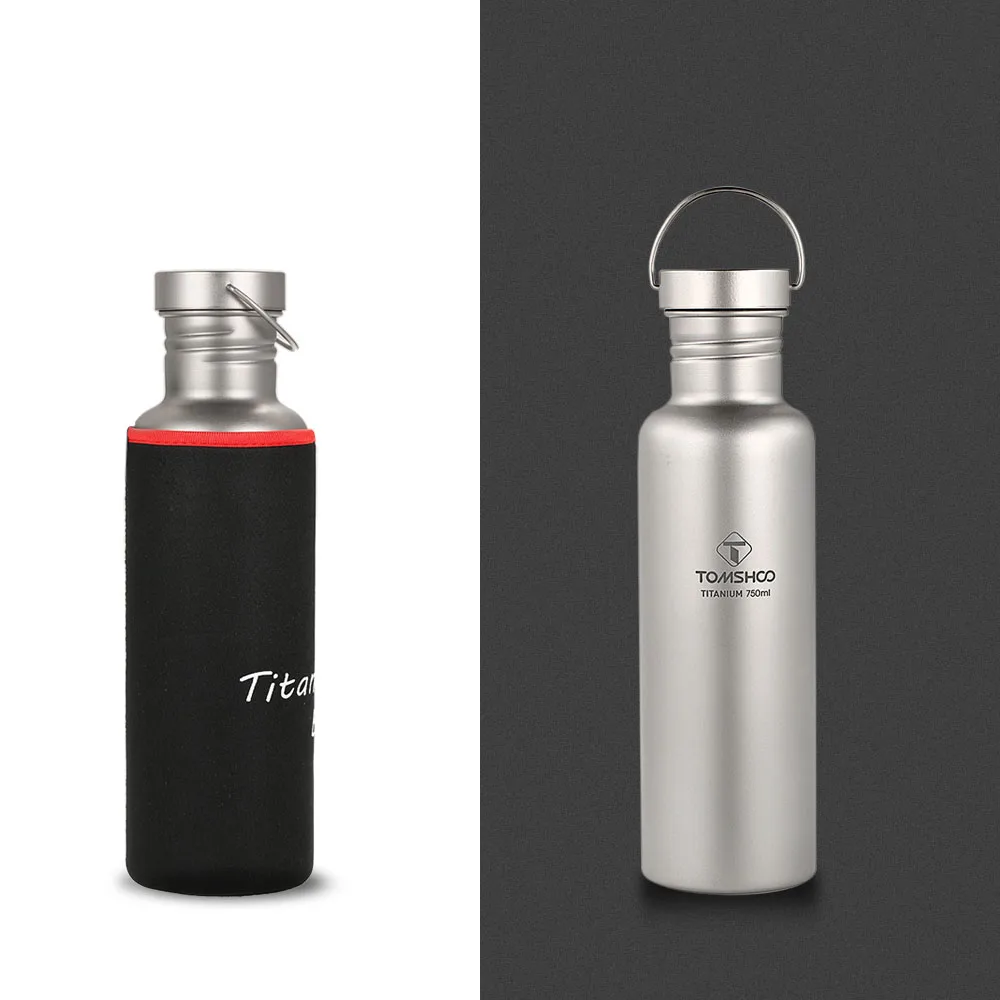 

TOMSHOO Ultralight 550ml/750ml Titanium Water Bottle with Plastic Lid for Outdoor Camping Hiking Cycling Titanium Sport Kettle
