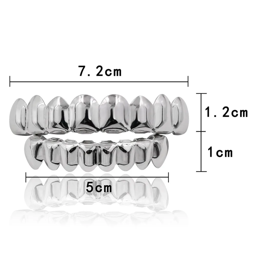 TOPGRILLZ 8/8 в стиле хип-хоп набор зубных решеток золотого и серебряного цвета, ювелирные изделия для тела в стиле панк, косплей, вечерние зубные решетки, подарки