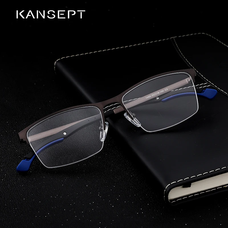 KANSEPT металлическая оправа для мужских очков полуободок квадратный бизнес близорукость оправа компьютерные очки оправа#1450