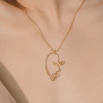 

2017 New Fashion Jewelry Face Statement Necklace Women Abstract Choker Necklace Bijoux