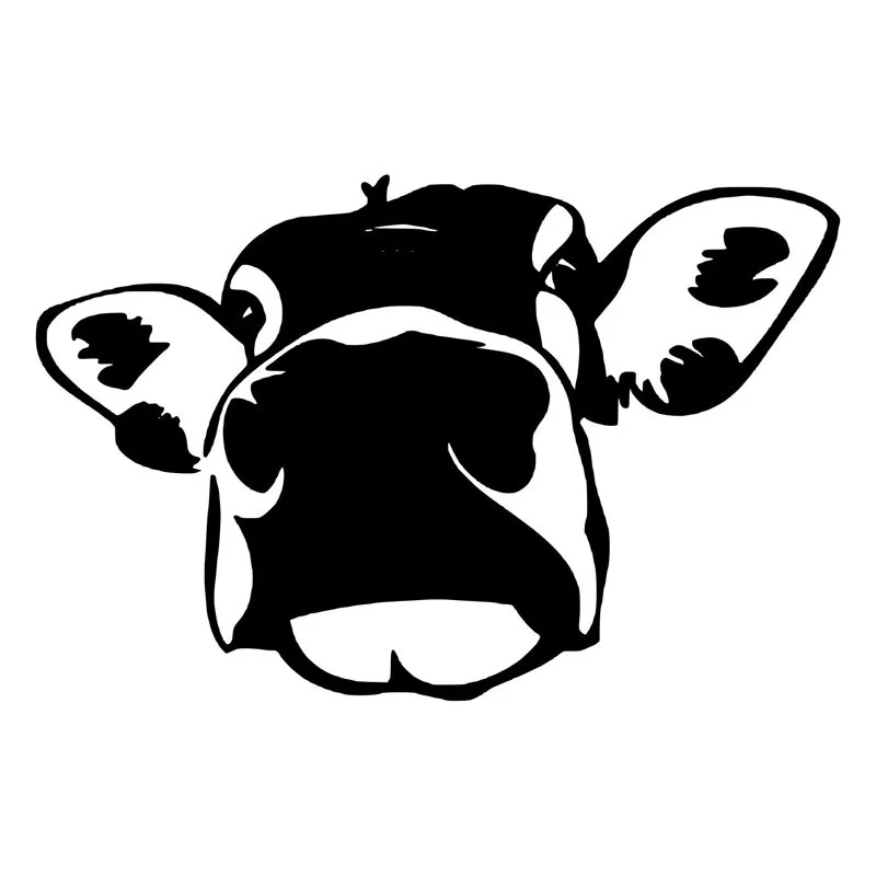 

13.9*9.1CM Funny Cow Big Face Sticker Interesting Decorative Decal Styling Stickers Black/Silver S1-2644